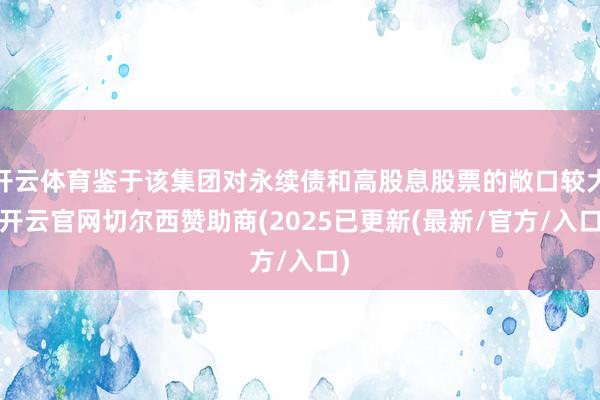 开云体育鉴于该集团对永续债和高股息股票的敞口较大-开云官网切尔西赞助商(2025已更新(最新/官方/入口)